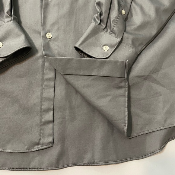 Van Heusen Men Regular Fit Long Sleeve Gray Dress Shirt Lux Sateen 17 1/2 34/35 - Picture 11 of 12